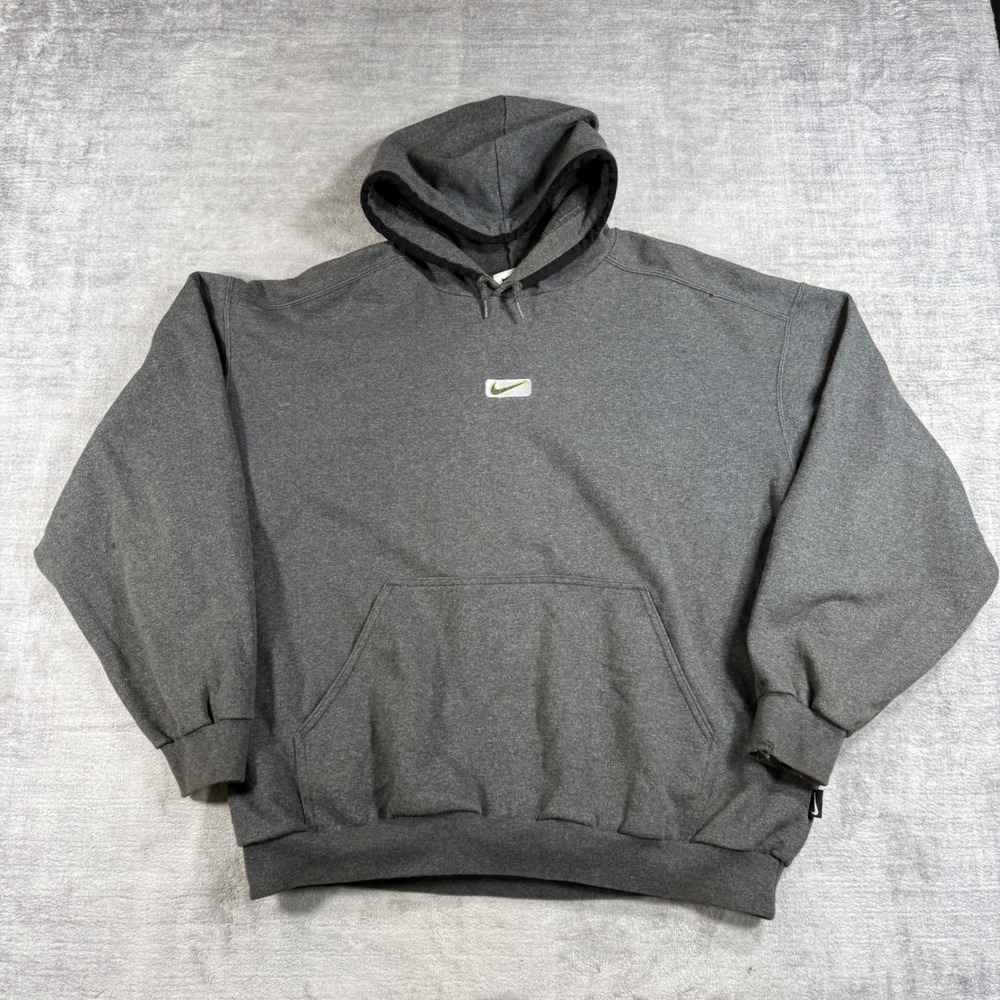 Nike Sweatshirt Men XL Gray Vintage 90s Center Swoosh Baggy Streetwear Hoodie